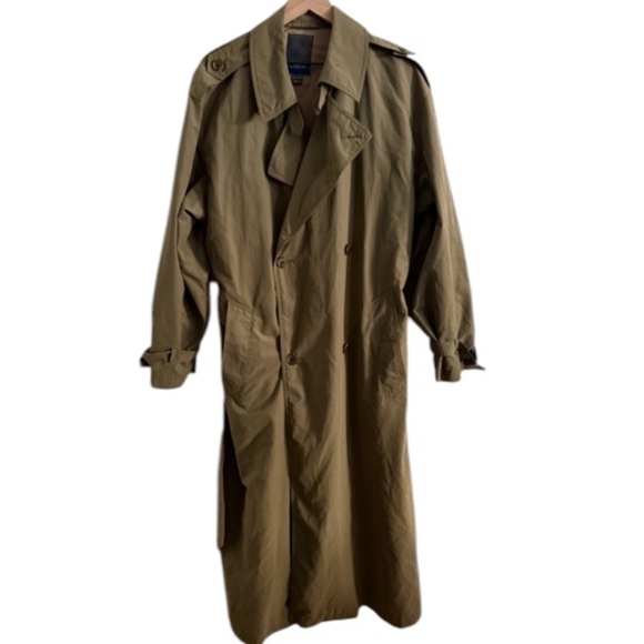 Vintage 70s Carol Cohen Drizzle Trench Coat Tan Lined Rain Overcoat Size 40R M